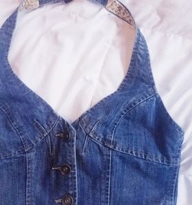 Wet Seal Denim Halter Top Small